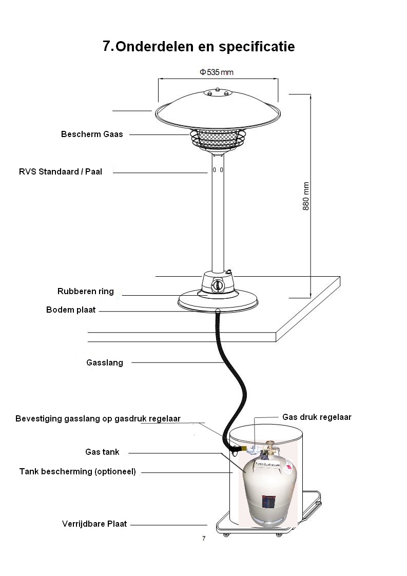 Tafel kachel / heater Partyverhuur d’n Hangtafel